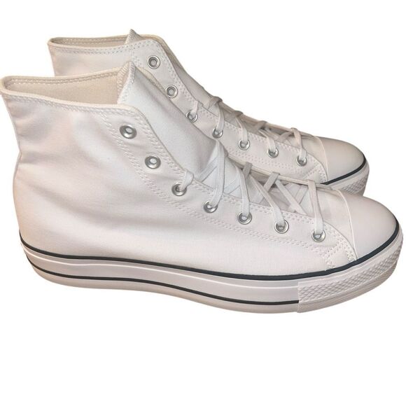 NEW MEN'S CONVERSE CANVAS PLATFORM CHUCK TAYLOR ALL STAR WHITE SNEAKERS Size 13 - Picture 10 of 10